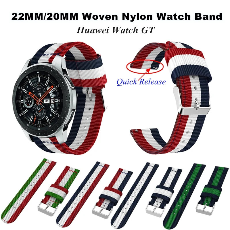 

20mm Woven Nylon Watch Band Strap for Huawei Watch GT Nylon Replacement Wristband for Samsung Galaxy Watch Active 46mm 42mm Belt