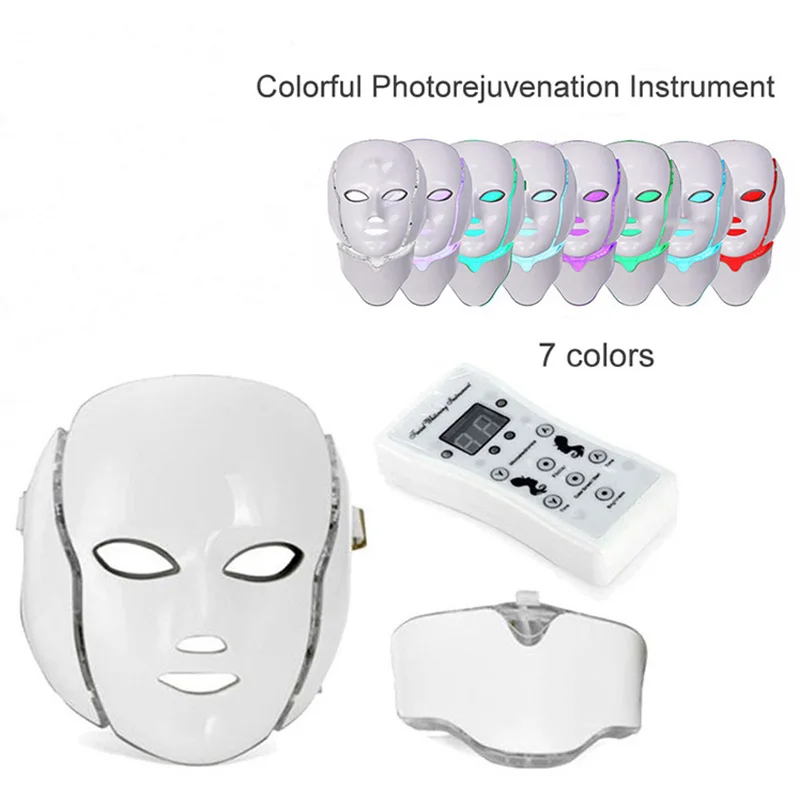 

ATANG 2018 New 7 Color LED Facial Neck Mask Microelectronics Photon Mask Wrinkle Acne Removal Skin Rejuvenation Face Beauty Spa