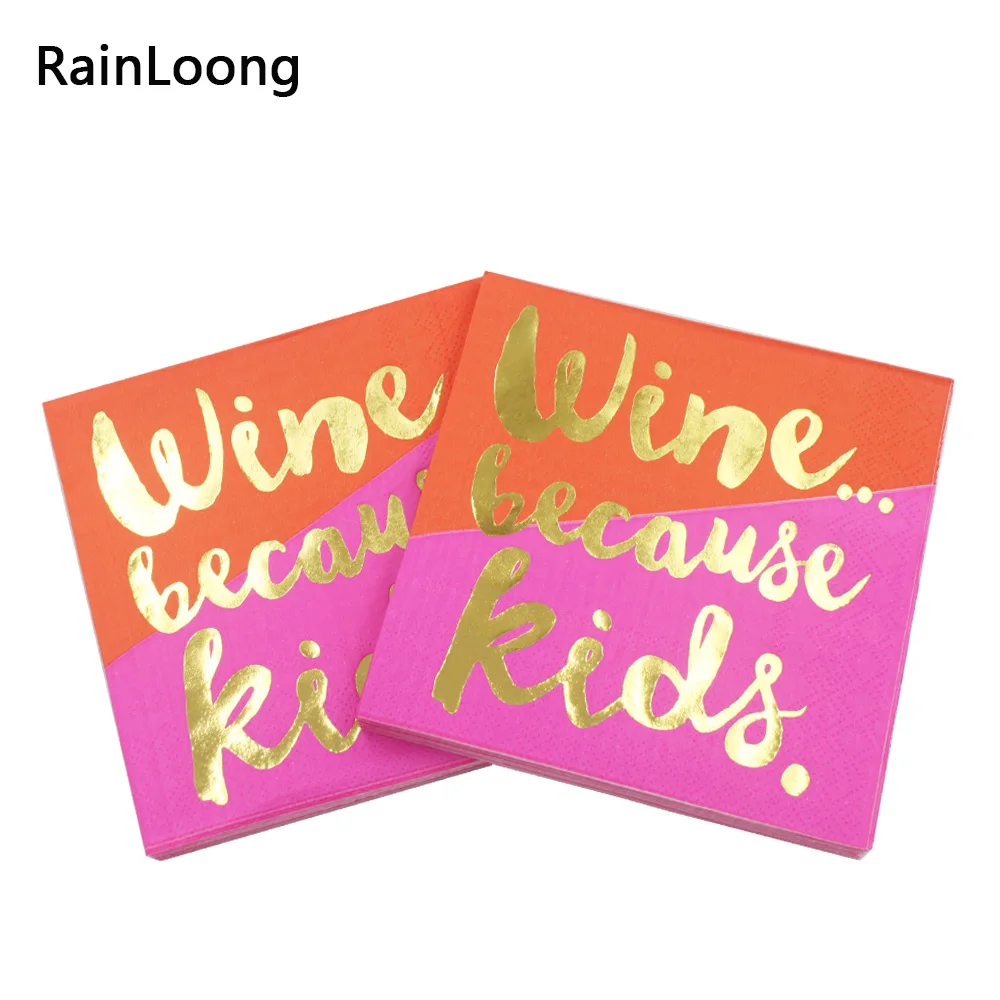 

[RainLoong] 3-Plys Foil Gold Beverage Paper Napkin Wine Because Kids For Party Decoration 25*25cm