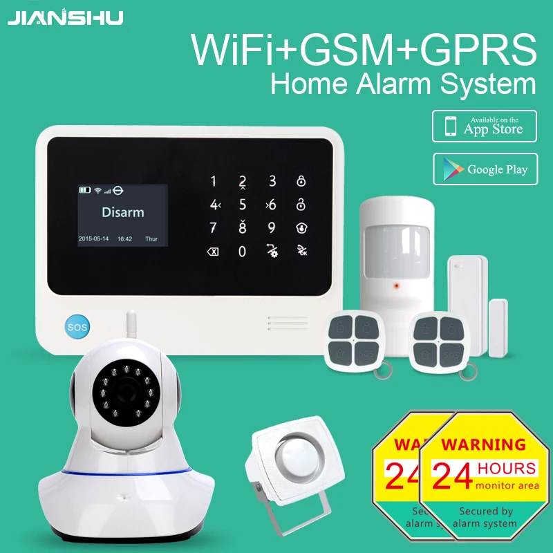 Russian French Spanish Netherlands languages menu voice 3g gsm wifi burglar alarm APP control system with 24hours warning card |