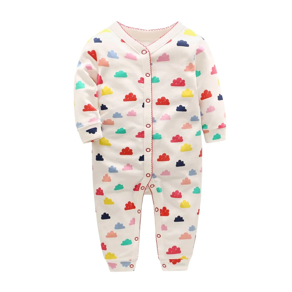 

Vlinder 2018 New Baby Girls Boys Single Button Cloud Print Snug Clothes Spring Autumn Infant Pajamas Long Sleeves Baby Jumpsuit
