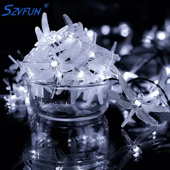 

Szvfun 30 Led Solar Light Garden Waterproof Dragonfly String Light Lampada Solar 2 Modes Luz Solar Led Para Exterior Christmas