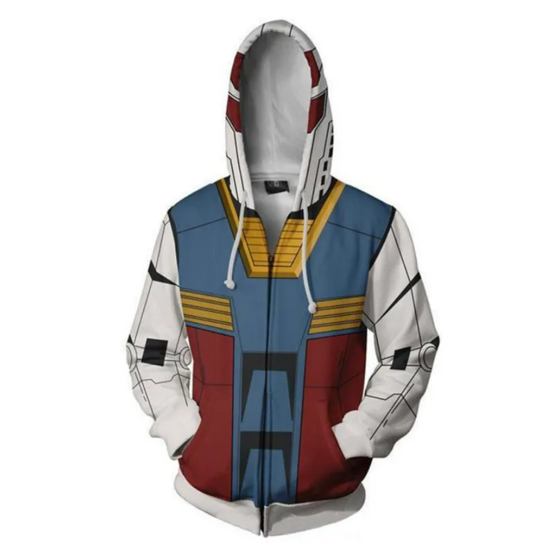 

2019 New S-5XL Large Size High Quality GUNDAM 3D Hoodies Sweatshirt Cosplay GUNDAM Man Zipper Jacket 3D Thin Sweatshirts Coat