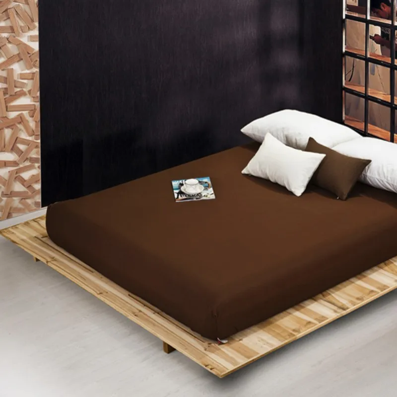 Wholesale solid color sheets fitted bed sheet elastic mattress cover bed linen bedspread polyester cotton single twin full queen 5