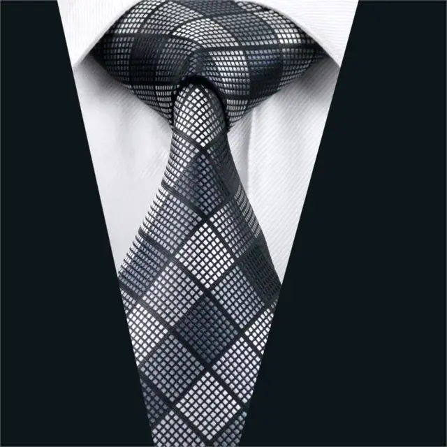 Aliexpress.com : Buy DH 1017 Mens Silk Tie Black Plaid VNeckTie Silk ...