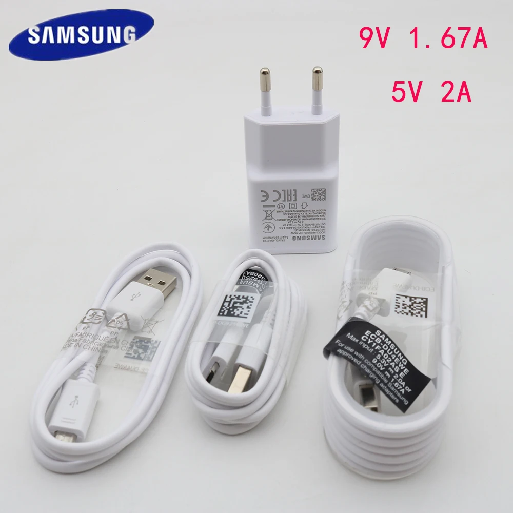 Original Samsung S6 S7 Edge Note4 5 Fast Charger Travel Adapter EU Galaxy S 6 S 7 9V1.67A 1/1.2/1.5m USB Cable Adaptive Charging