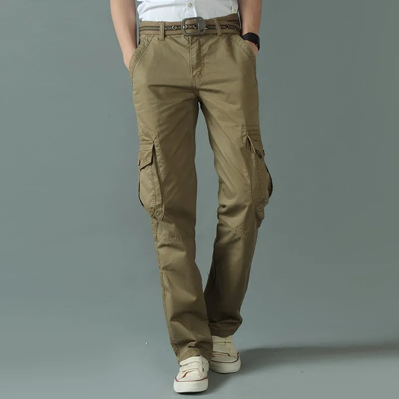 Kaufen Cargo hosen männer Taktische Overalls Hosen Armee Military Gerade Casual Solide Entspannt Fit Hosen für Männliche