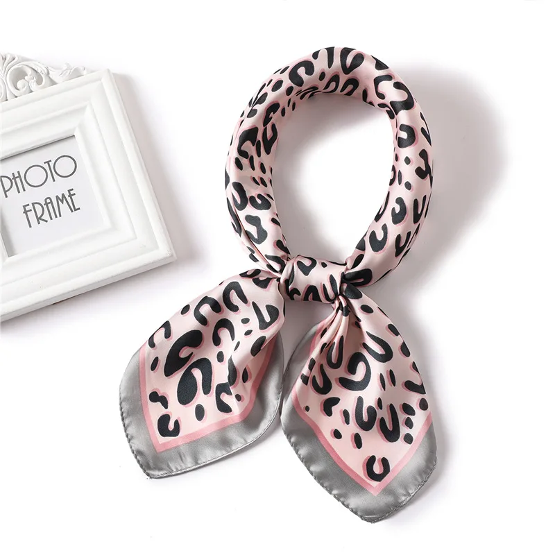 LaMaxPa 2018 Women New Fashion Square Silk Scarf Leopard Print Pattern High Soft Satin Scarf Elegant Hair Tie Band Neckerchief