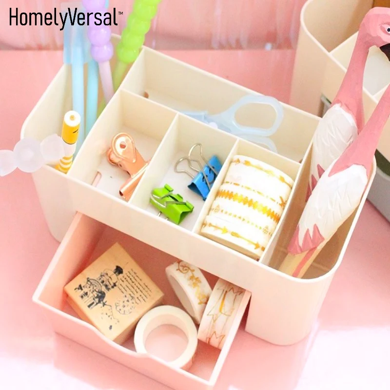 

Plastic Desk Organizer Combination Mesh Desktop Pencil Pen Badge Holder Storage Box Stationery Ruler makeup Box Supplies