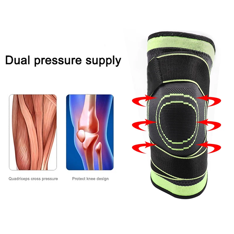 5XL basketball tennis hiking cycling knee brace support 3D weaving Pressurized Straps bandage Sports knee pads Patella Guard 1pc