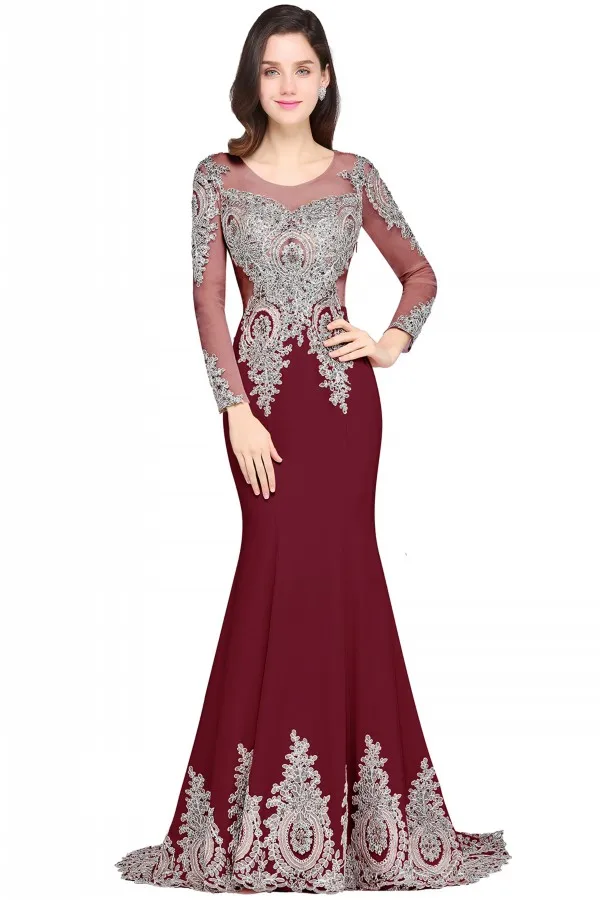 2019 New Sexy Evening Dresses Long Silver Lace Appliques Pink Navy Blue Mermaid Evening Gown Robes De Soiree Longue Formal Dress