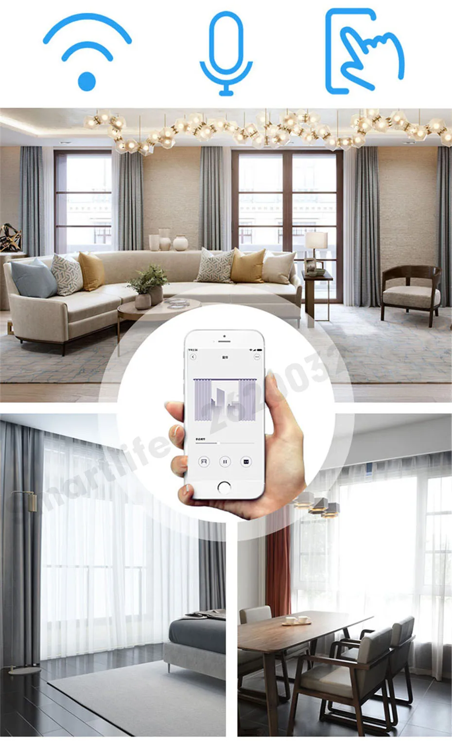 Eruiklink CM82TN Smart wifi Remote Curtain Motor,Mi-Home App RF433 control+Voice Control via Xiaomi Ai Speaker,work with xiaomi Mijia device,no need xiaomi gateway -9