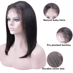 Синтетические волосы на кружеве человеческих волос парики для Для женщин бразильский Реми короткий Боб 13*4 Синтетические волосы на кружеве