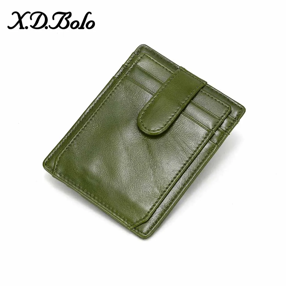 X. D. BOLO кошелек мужской кожаный из натуральной коровьей кожи мужские кошельки с карманом для монет мужской кошелек кожаный кошелек кошельки для мужчин - Цвет: Green