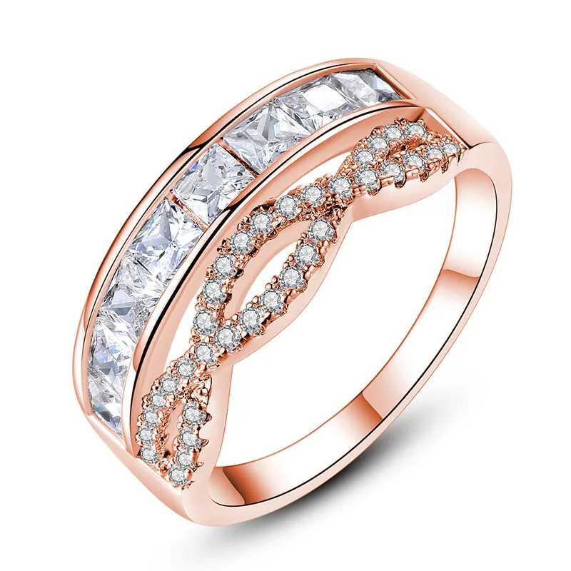 

KobitAce zircon Engagement Rings for women Rose gold color Wedding rings girl luxury anel Austrian Crystals Jewelry top qualit