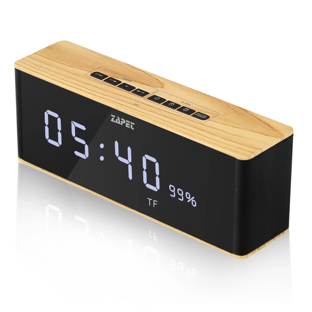 Comprar Altavoz Bluetooth portátil inalámbrico música estéreo caja de sonido con pantalla de tiempo LED reloj alarma altavoz