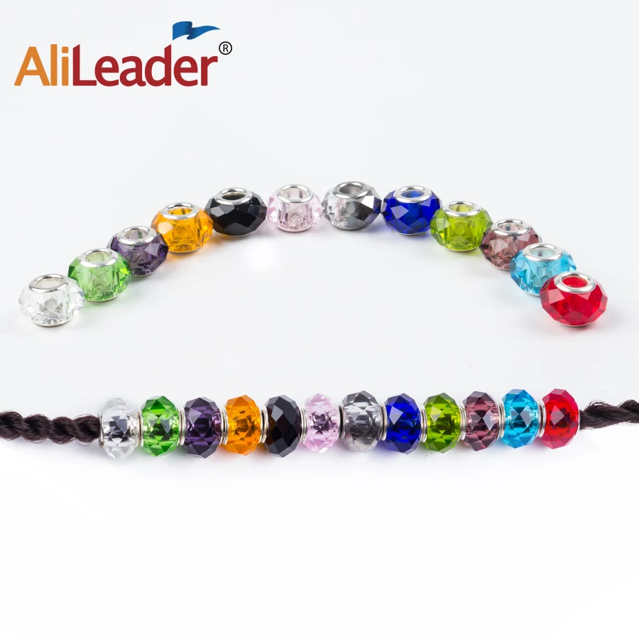 Wholesale Colorful Glass Beads For Hair Extension Dreadlock Beads Hair Jewelry For Braids Red/Pink Colorful Crystal Micro Ring