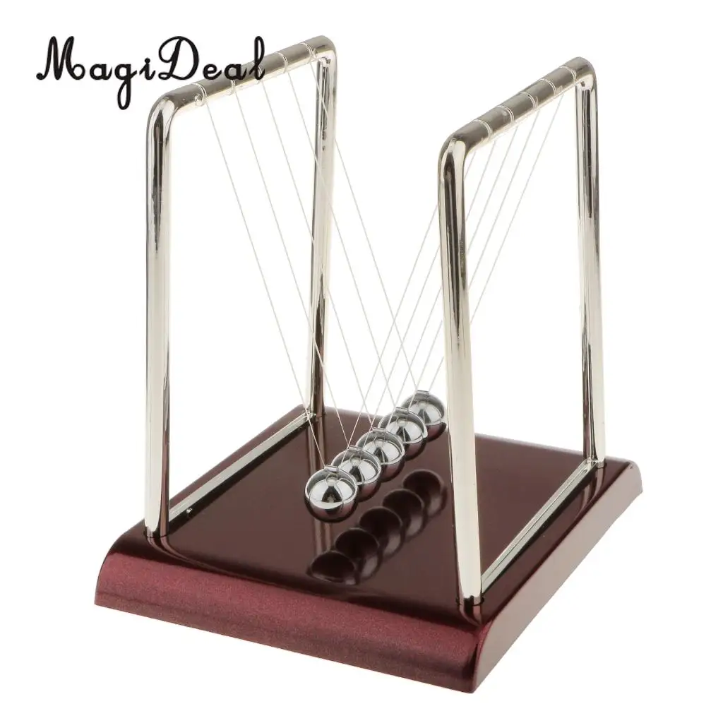 MagiDeal 1Pc Newton Cradle Balance Ball Physics Science Pendulum Educational Toy Square-S for Bookstore Classroom Table Decor