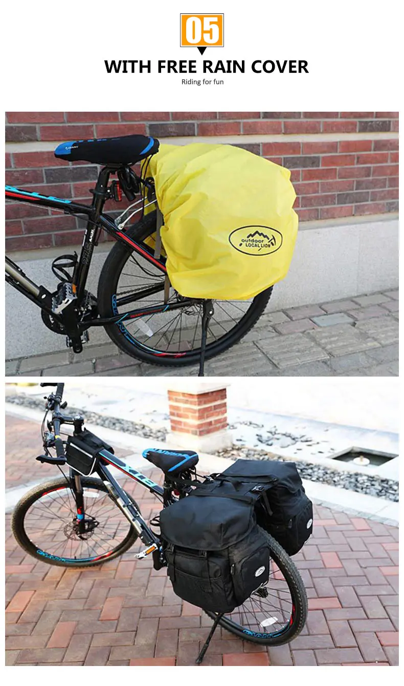 Flash Deal Bicycle Bag Mountain Road Saddle Cycling Bags MTB Rear Double Side Rack Tail Seat Pannier Pack Bike Accessories Rain Cover XA37D 8