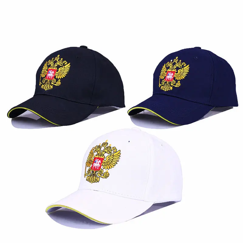 Черная кепка Хлопок Уличная бейсболка герб России вышивка Snapback модные спортивные шапки для мужчин и женщин Кепка Патриот