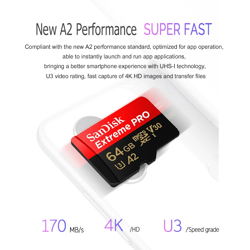 Карты памяти SanDisk Extreme Pro Micro SD карта 32 ГБ 64 128 256 1 ТБ UHS I C10 U3 V30 A2 A1 TF флеш для Камера