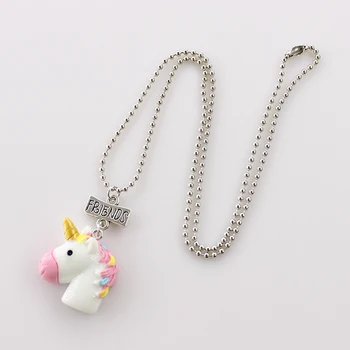 2Pcs/Set Unicorn Pendant Necklaces Chain For Children
