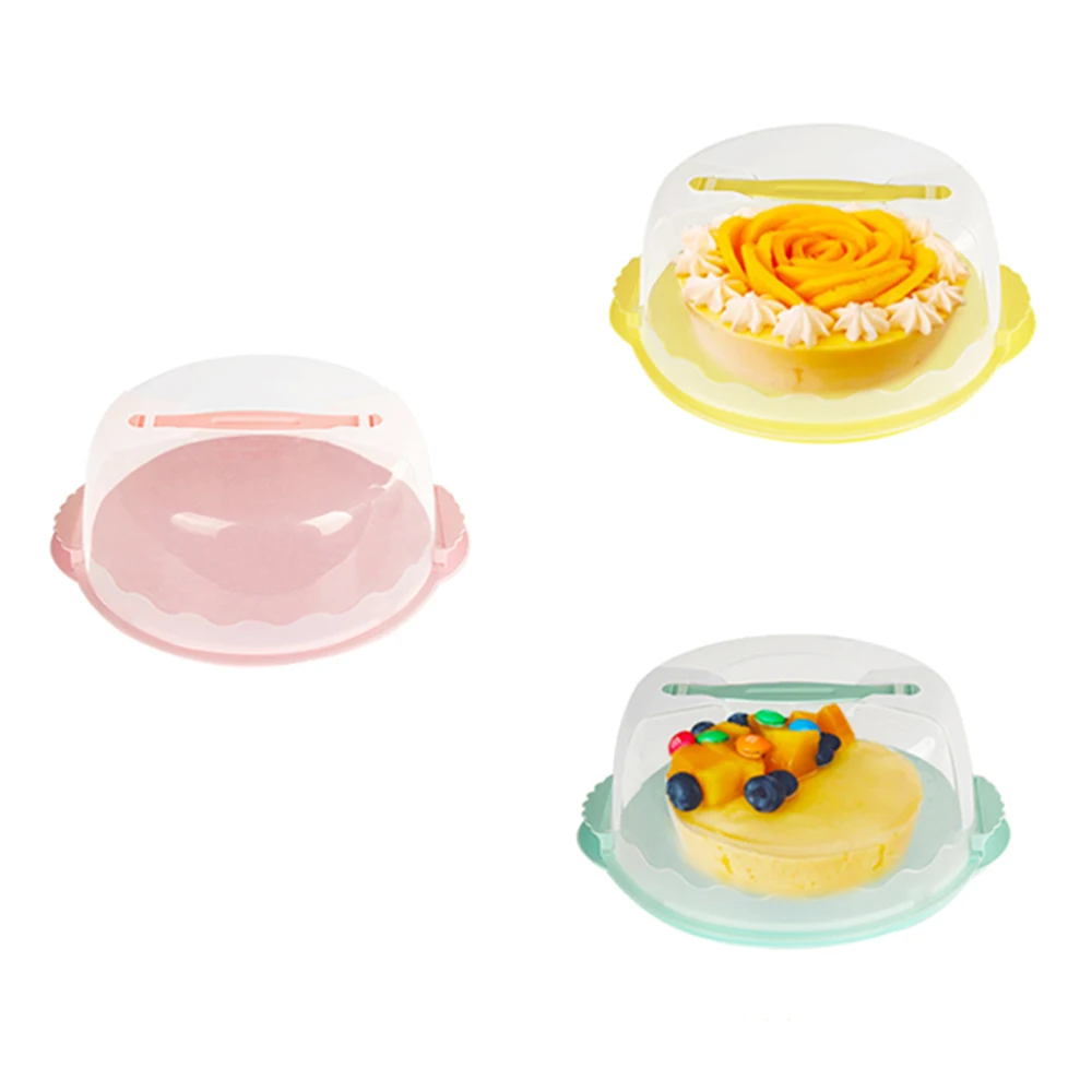 

Plastic Round Cake Box Conveyor Handle Case Cover Holder Storage Container Dessert Cake Birthday Cake Wedding Party Accessories