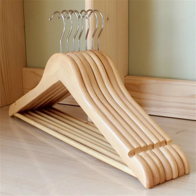 

10pcs/set Solid Wood Clothes Hangers Adult Pants Drying Rack Holder Non-slip Clips Store Shop Trousers Display Laundry Organizer