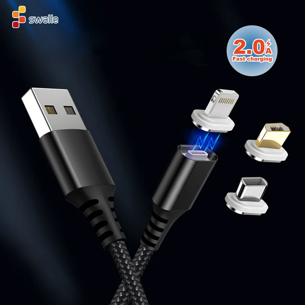 

Swalle 1M 2A Magnetic USB Cable for Samsung for iPhone X 8 7 6 Cable Micro USB Type C Cable Fast Charging Cable Charger Cord