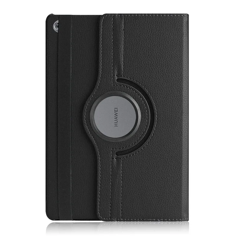 360 Rotating Case For Huawei MediaPad M5 Lite 10 Case BAH2-W09/W19/L09 10.1'' Tablet Smart Auto Sleep / Wake Stand Leather Cover - Цвет: Black