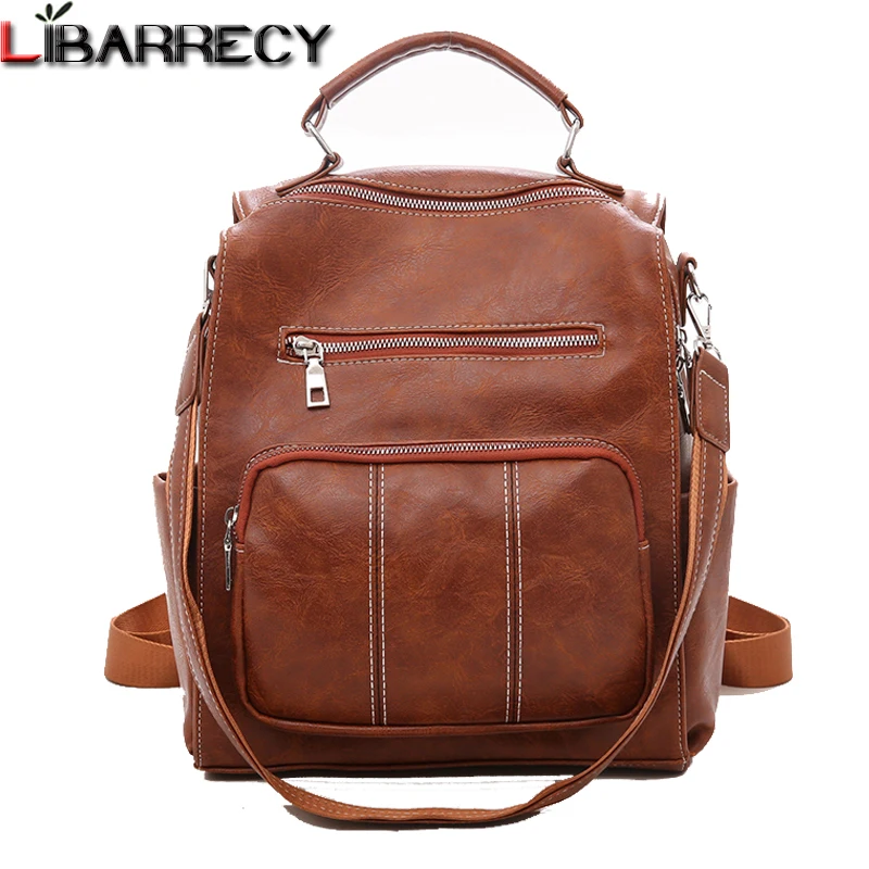 

Leisure Backpack Female Famous Brand Leather Women Backpack Simple Bookbag Large Capacity Travel Bag Big Shoulder Bag Female Sac