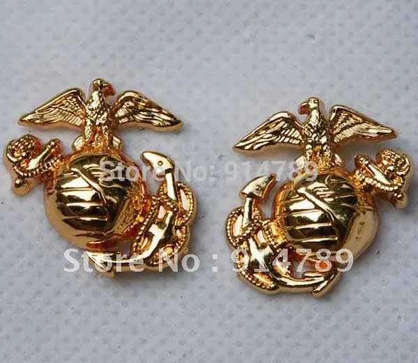 

PAIR USMC US MARINE CORPS MARINES EMBLEM INSIGNIA COLLAR BADGE PIN -32194