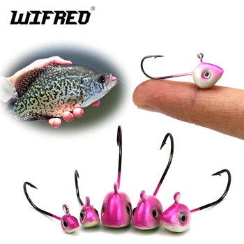 

Wifreo 10PCS 6 Sizes No Collar Fly Tying Crappie Perch Fishing Jigs Aberdeen Hooks Ice Fishing Fish Head Jig Ice Fishing Lures