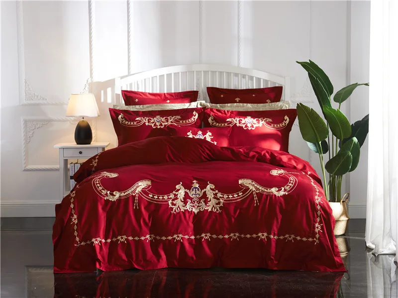 Classic red embroidery 60 long staple cotton Bedding set Duvet Cover