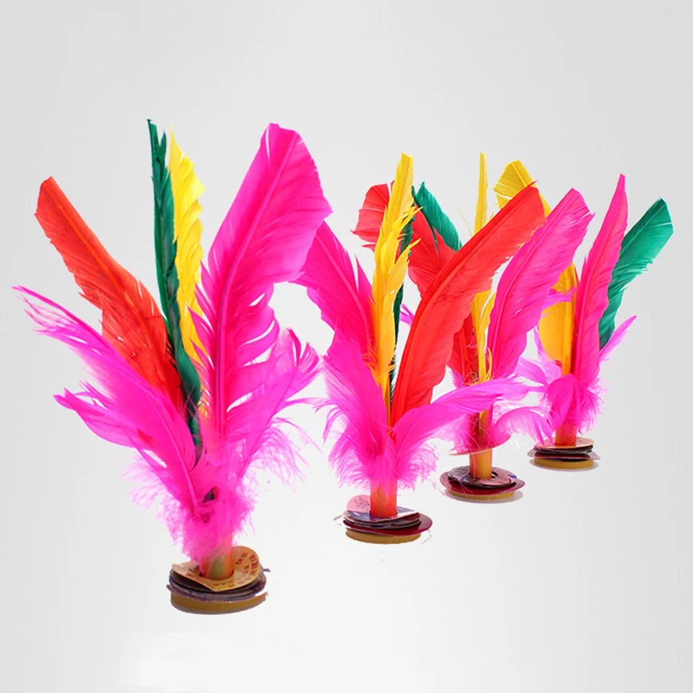 10pcs Colorful Feather Kick Shuttlecock Jianzi Goose Feather Rubber Foot Kicking Shuttlecock for Sports Fitness(Random Colors