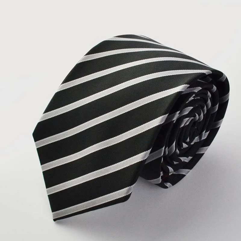 

Business ties in Formal Wear Striped Neck Tie 8cm Silm Men's Black Ties Stripe Necktie Yarn-dyed Jacquard Neckties Wedding Party
