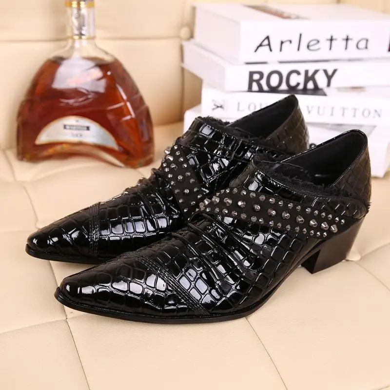 

Italian shoes mens high heels zapatos hombre men spike black pointed toe suit brands dress wedding shoes oxford patent leather