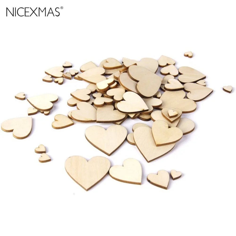 

Plain Wood Simple DIY Wooden Hearts Embellishment Kid Art Decor Scrapbooking Craft Card Painted Varnished Lovely Patten