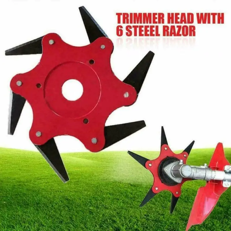 6 Steel Blades Razor 65Mn Lawn Mower Grass Eater Trimmer Head Brush Cutter Tools