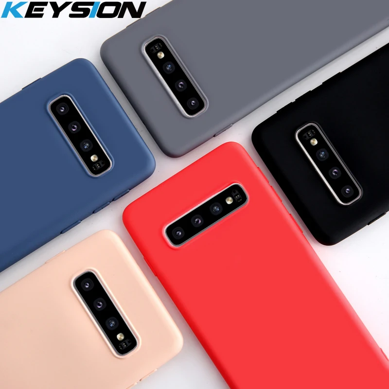 

KEYSION Original Thin Liquid Silicone Case for Samsung Galaxy S10+ Plus S9 S8 Gel Rubber Protective Phone Cover for S10e Note9 8