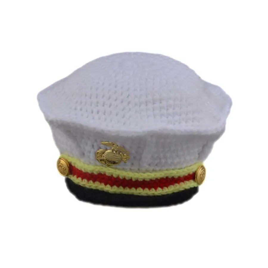 Ksummeree USMC Baby Newborn Crochet Outfit Marines Dress Blues Inspired Photo Prop for Baby Marine Corps Costume H303