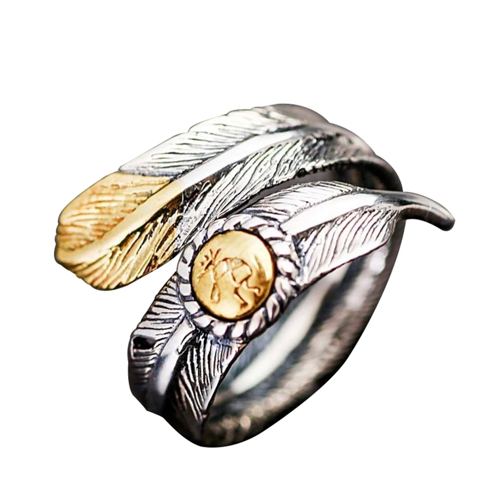 

Couple Vintage Native Pawn Indian Jewelry Navajo Signed Feather Open Band Ring