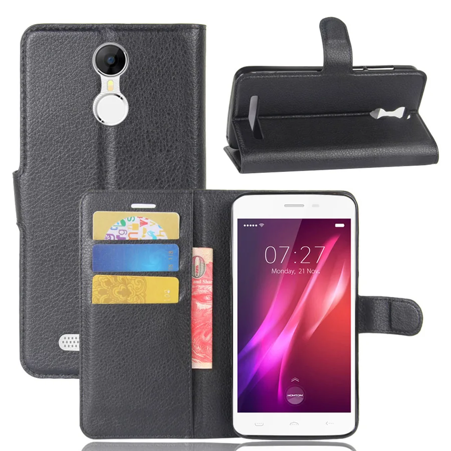 

Fashion Wallet PU Leather Case Cover Flip Protective Phone Back Shell For HOMTOM HT27 Visa Card Slot With Stand