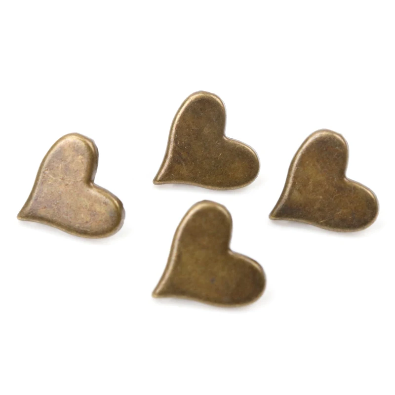 Bronze Heart Brads Scrapbooking Embellishment Fastener Brads Metal Crafts For shoes Decoration 50PCs 11x10mm CP1514-FD
