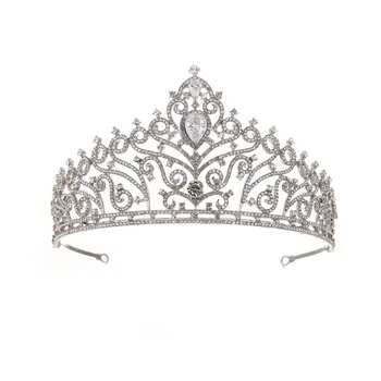 

Novos Grandes Europeus Coroas Tiara de Casamento Da Noiva Prata Banhado de Cristal Austriaco Rainha Do Cabelo tiara Acessorios