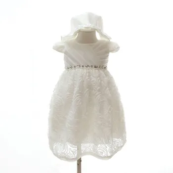 

High quality baby girls baptism Gown Infant Christmas Gown Girl Satin Party Flower Girl Christening Gown vestidos de festa