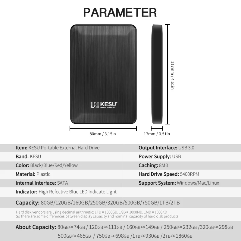 KESU 1 ТБ USB 3 0 2 5 &quotвнешний жесткий диск 500g высокий диско внешний HDD usb оригинальное