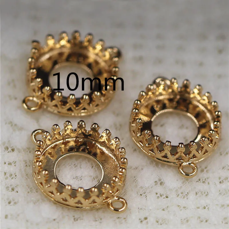 Round Cabochon Pendant Base trays 50pcs brass 12mm Crown bezel Pendant Blanks Bronze Cameo Settings