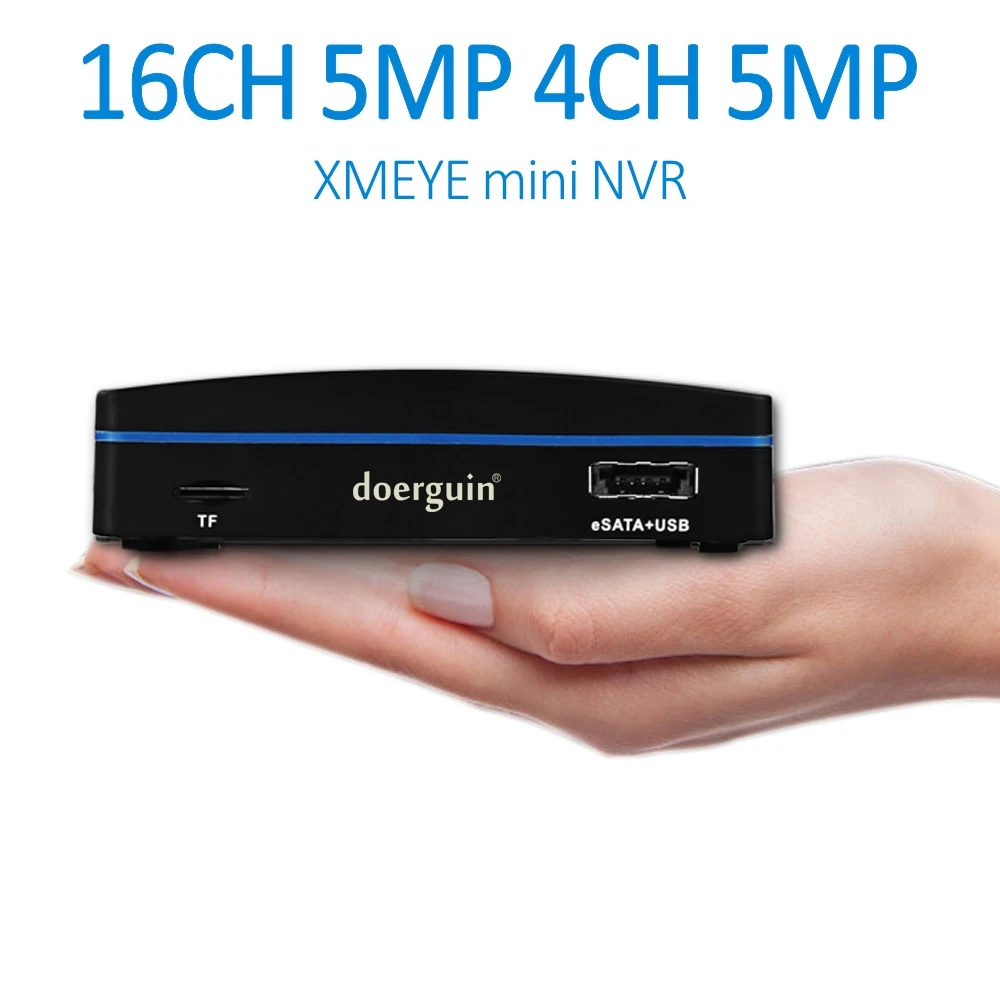 Doerguin XMEYE APP Mini NVR рекордер декодер 16CH 5MP 8CH 4MP 4CH 5MP H.264 H.265 TF карта/USB HDD/E-SATA запись HDD