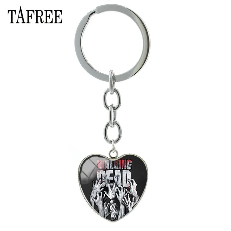 

TAFREE The Walking Dead Hero Keychain Art picture Glass Cabochon Keyring Holder Key Pendant For Friend Gift QF182